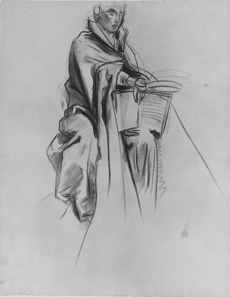 John Singer Sargent. Figure in drapery with a book