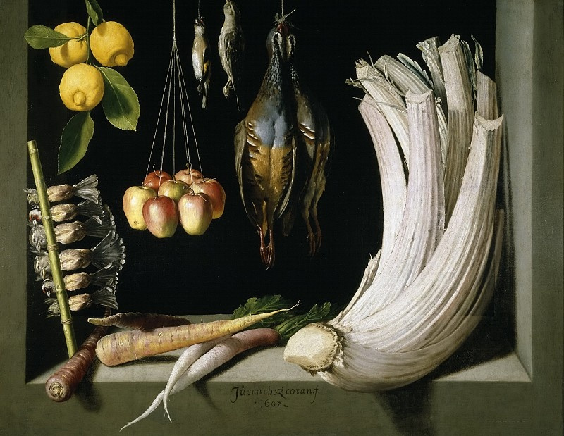 Juan Sanchez de Cotán. Still life with dead bird, fruit and vegetables