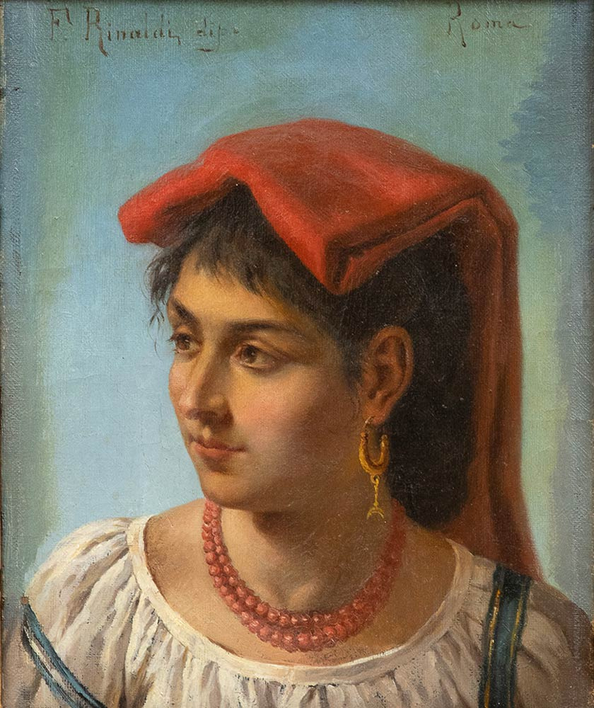 Francesco Rinaldi. Woman from ciociaria with veil and gold earring