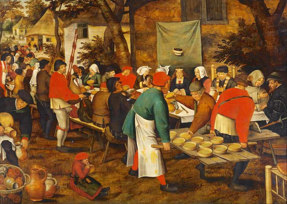 Peter Brueghel the Younger. Wedding feast in the courtyard (canvas)