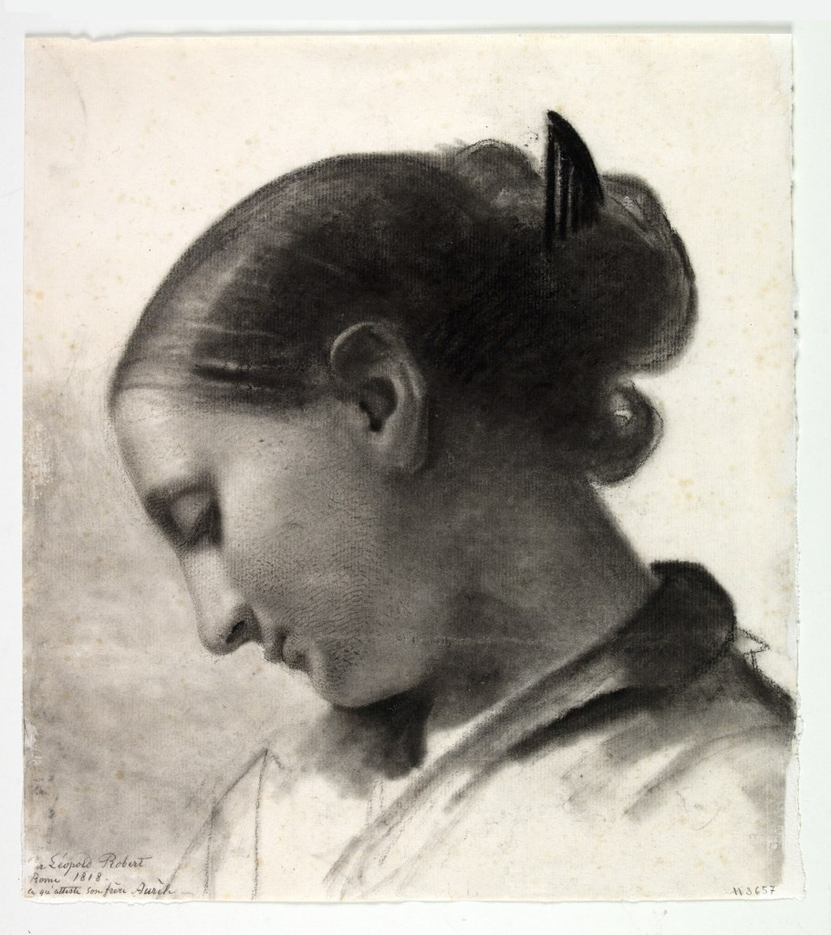Louis Léopold Robert. Head of a Young Girl in Profile, Looking Down Left