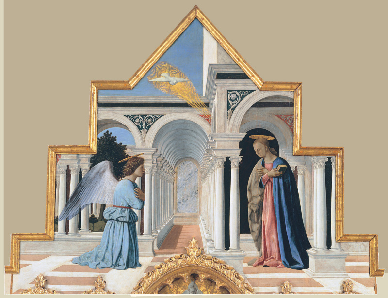 Annunciation. Polyptych of St. Anthony. Top part 1471 by Piero