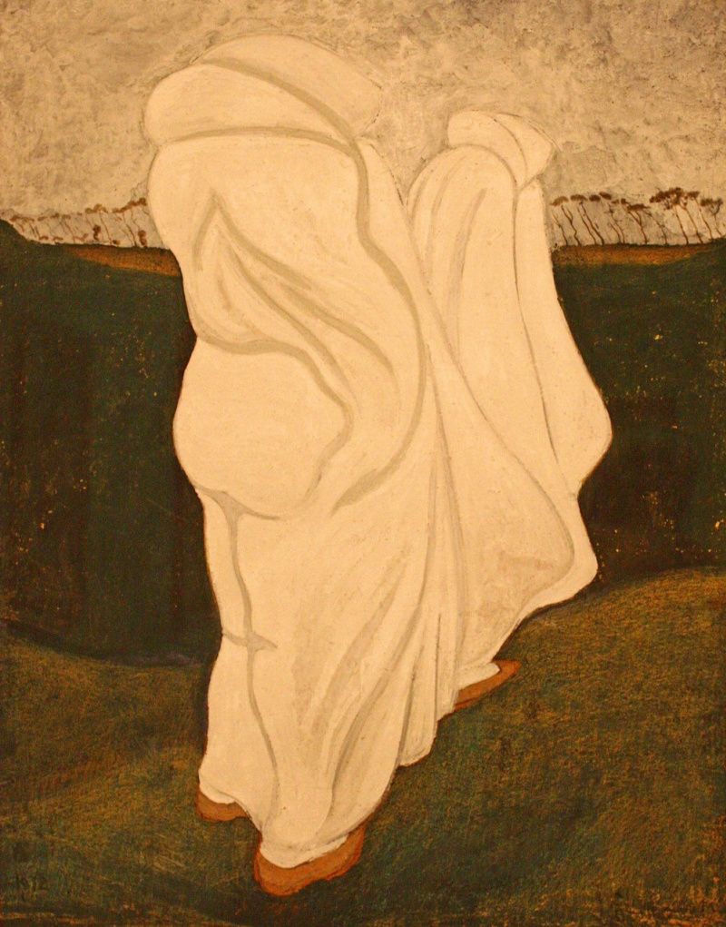 Картина белый свет. Oil Painting of man in White Robe.