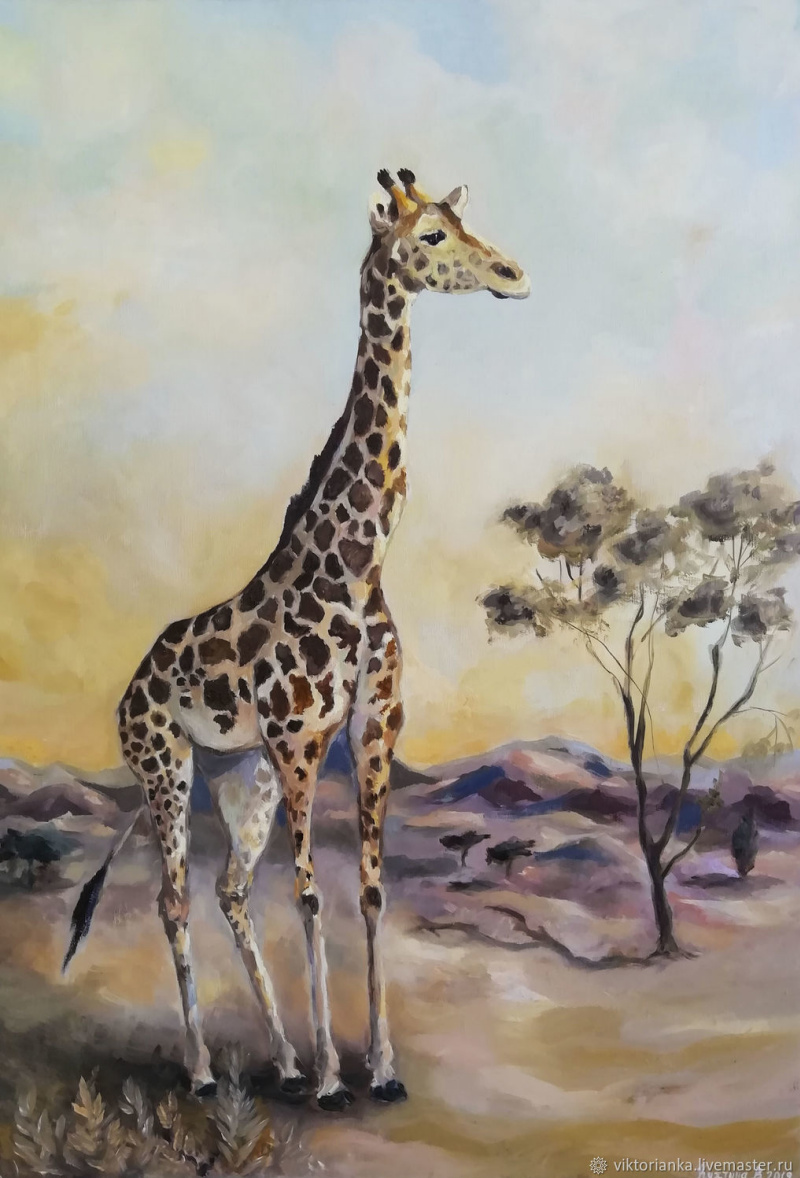 Жираф красками