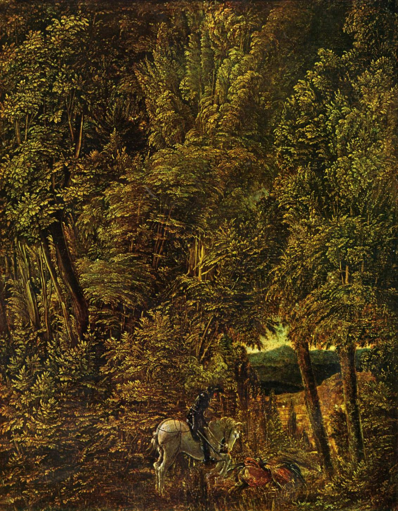 Альбрехт Альтдорфер Лесной пейзаж с битвой Святого Георгия