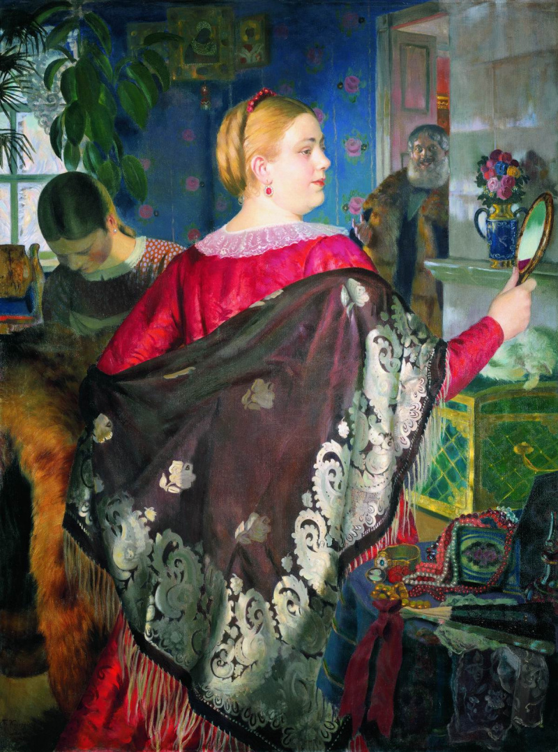 Кустодиев Купчиха с зеркалом 1920