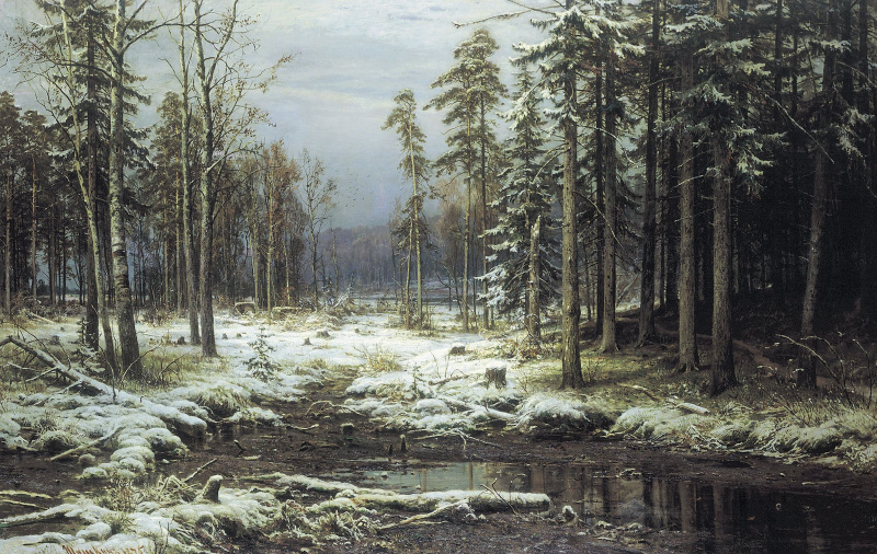 Ivan Ivanovich Shishkin The first snow, 1875, 220×14 厘米：作品