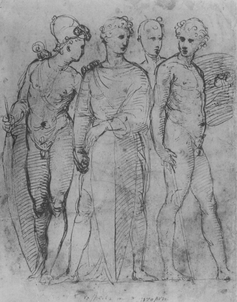 Рафаэль Наброски фигуры Сантино Италия 15 век