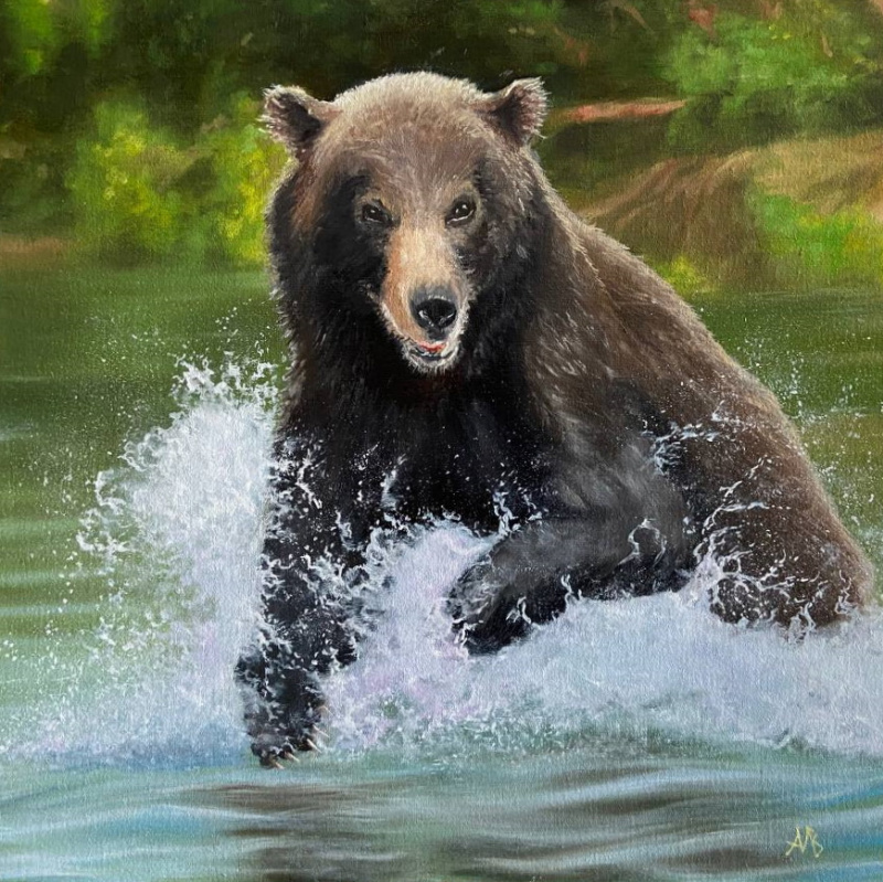Сочинение описание по картине камчатский бурый медведь. Камчатский медведь. Медведь маслом. Картина Камчатский медведь в пограничной форме.