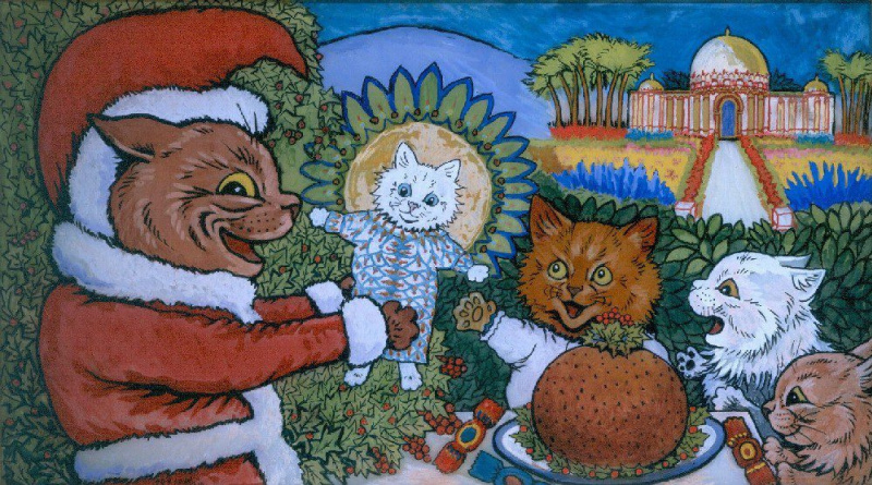 Cats Christmas Catastrophe by Louis Wain Art Print for Sale by