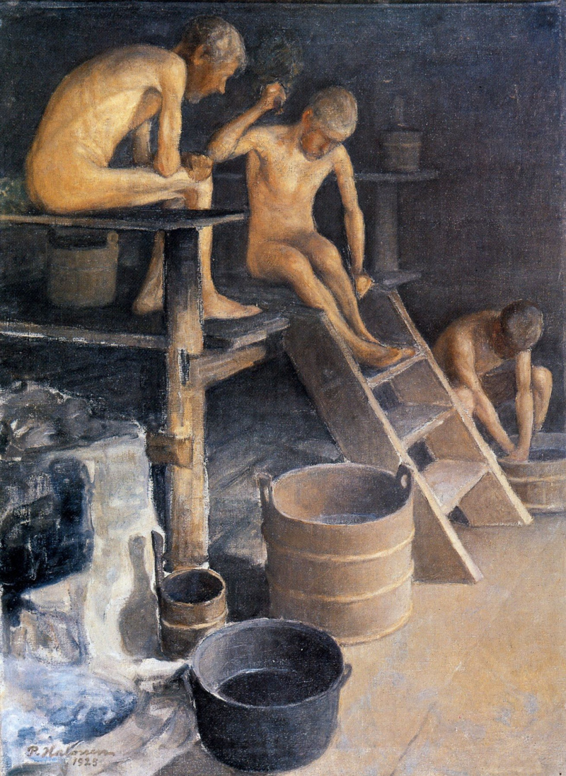 Деревенская баня картина