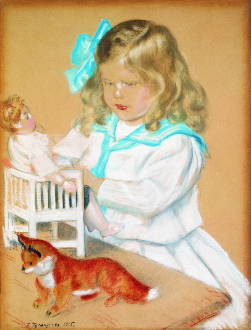 Кустодиев картина девочка с куклой