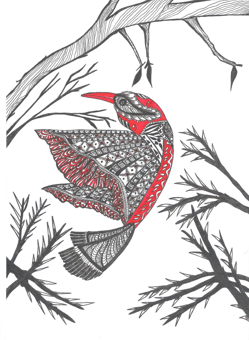 Стилизованное изображение птицы дрозда