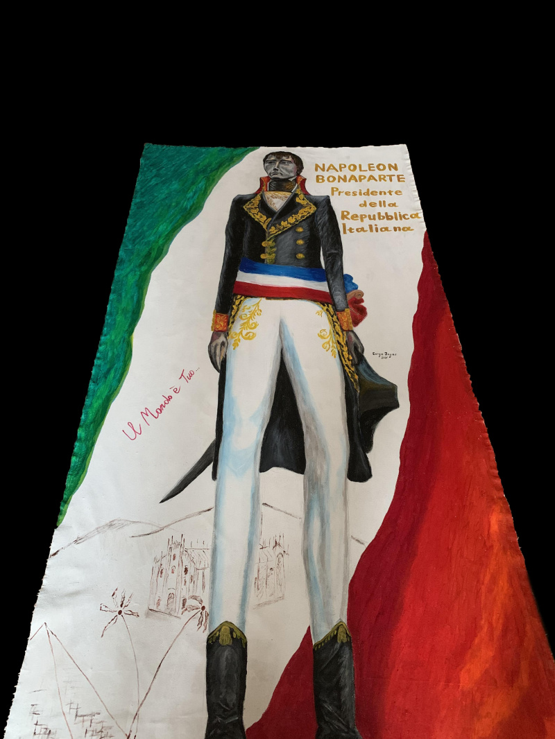 Portrait of the first President of the Italian Republic Napoleon Bonaparte,  2021, 90×170 cm by Serge Jagat: History, Analysis & Facts