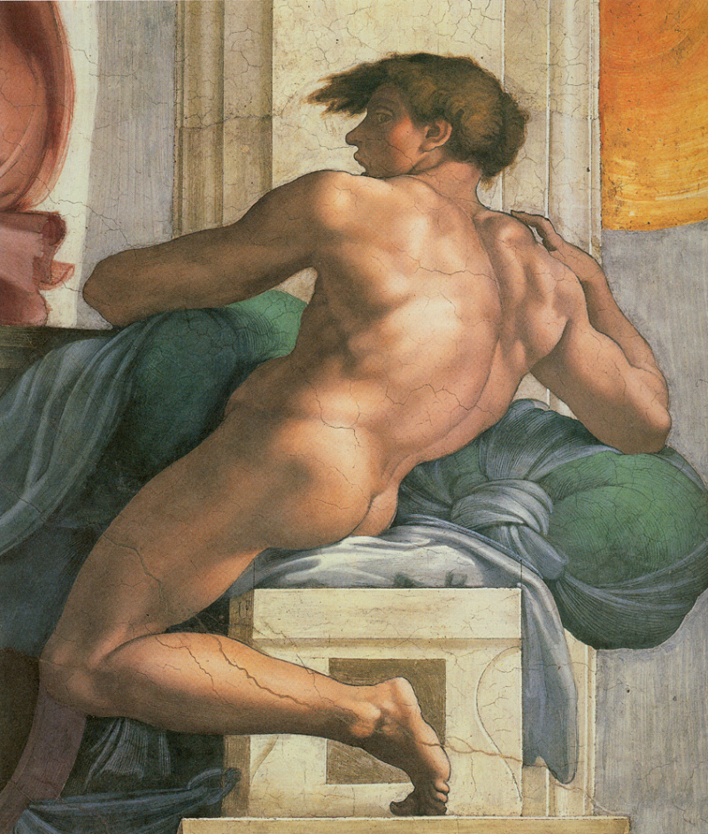 Michelangelo Buonarroti The Ceiling Of The Sistine Chapel Naked Next To Separation Of Land And