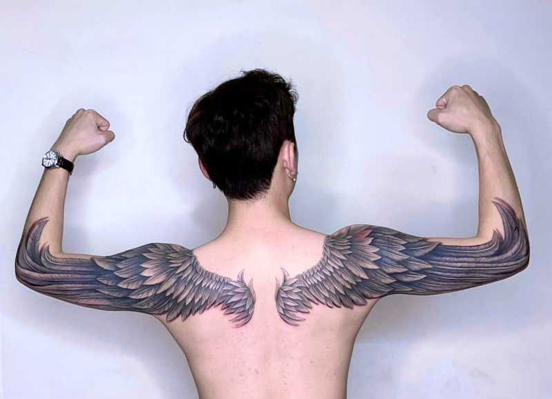 Strong Man And Wing Tattoo 95132 cm by Turpor Osibar Turpor History  Analysis  Facts  Arthive