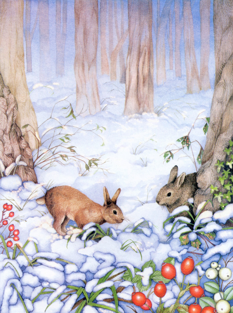 Зимний заяц живопись для детей