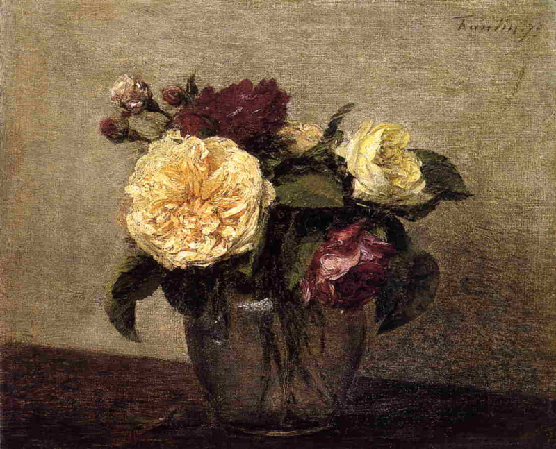 Yellow and red roses, 1879, 29×35 cm by Henri Fantin-Latour