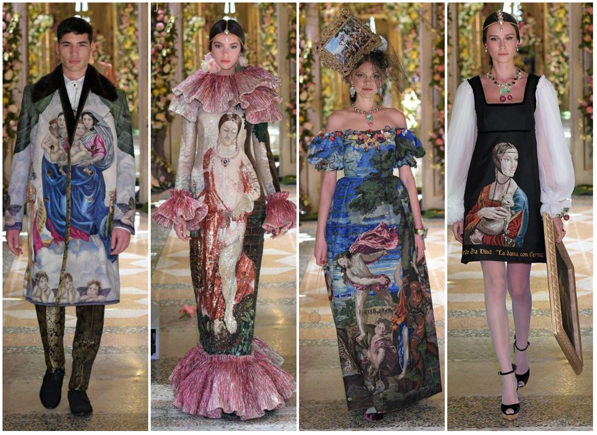 Рафаэль и Тициан на подиуме: бренд Dolce & Gabbana представил платья с шедеврами Возрождения
