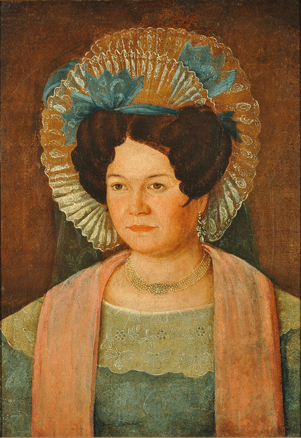 Unknown artist of the first third of the 19th century. Portrait of an unknown woman in a lace cap. W Unknown artist of the first third of the 19th century. Portrait of an unknown woman in a lace cap. W