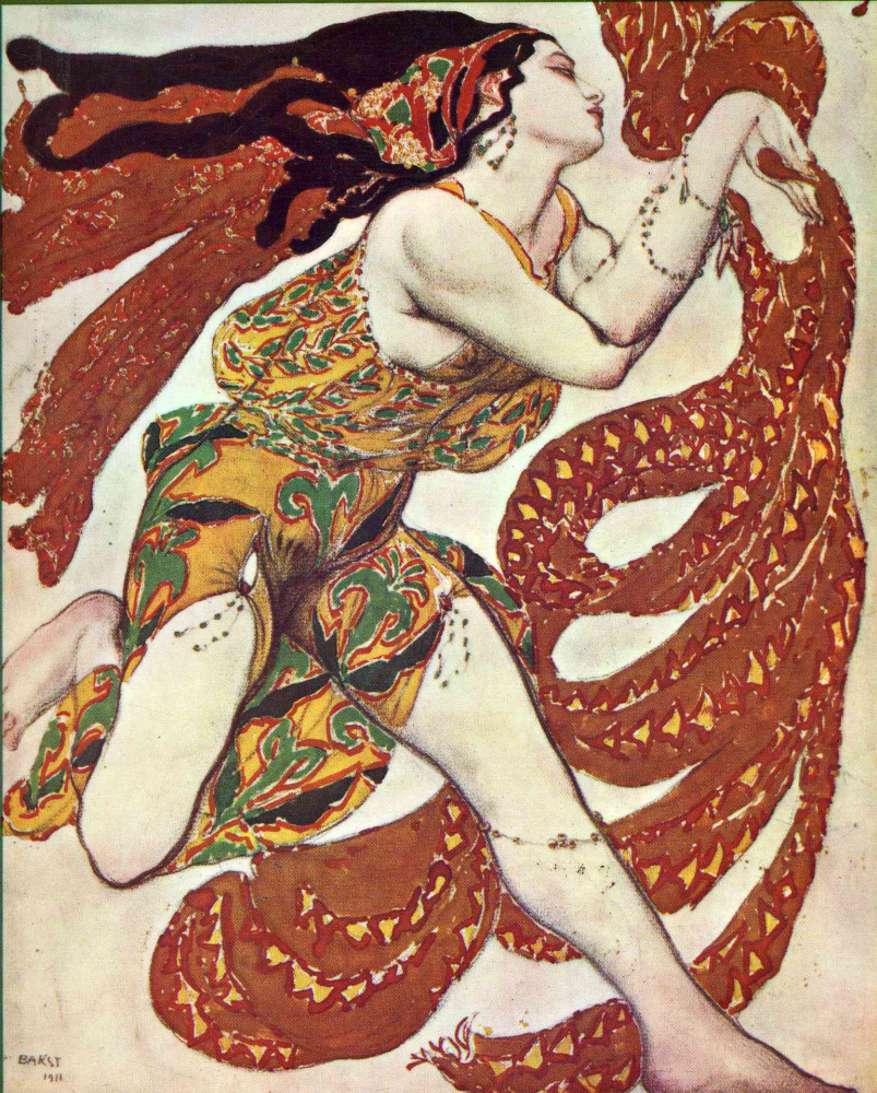 Леон Бакст. «Вакханка». Эскиз костюма к балету «Нарцисс». 1911 Леон Бакст. «Вакханка». Эскиз костюма к балету «Нарцисс». 1911