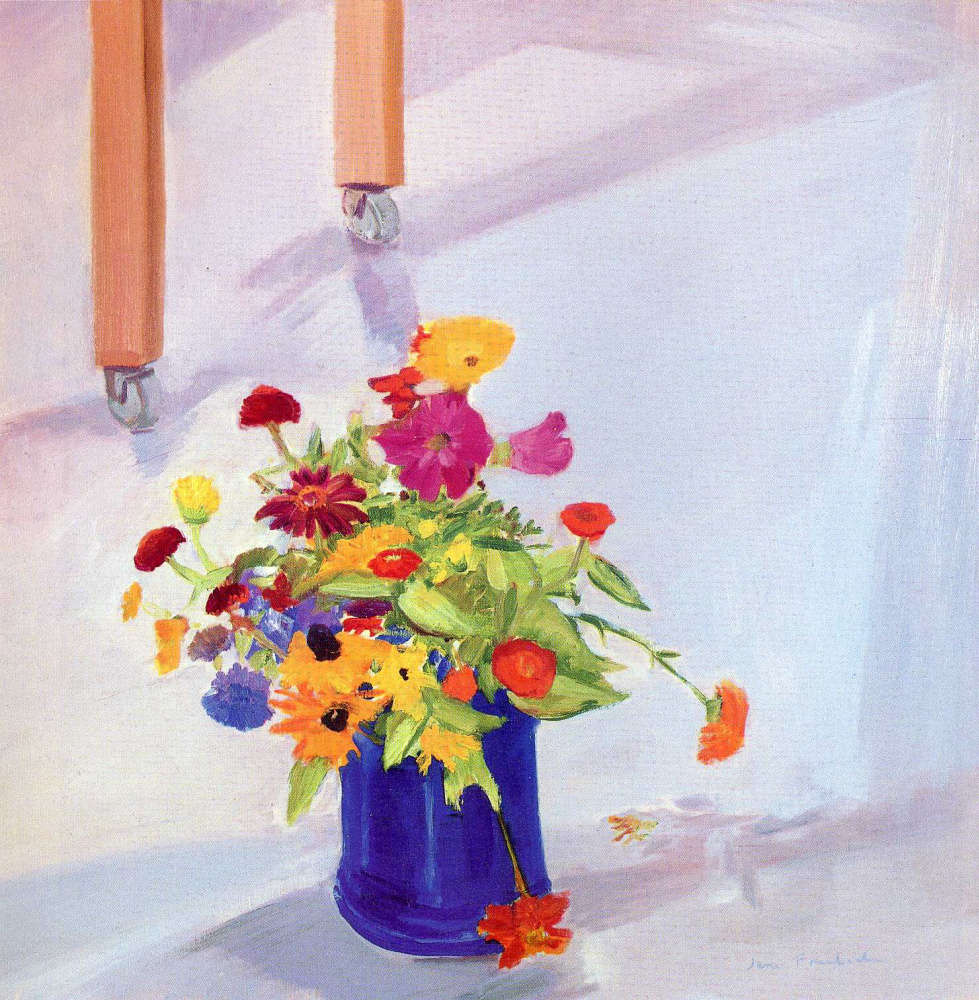 Jane Freycisher. Blue vase with flowers
