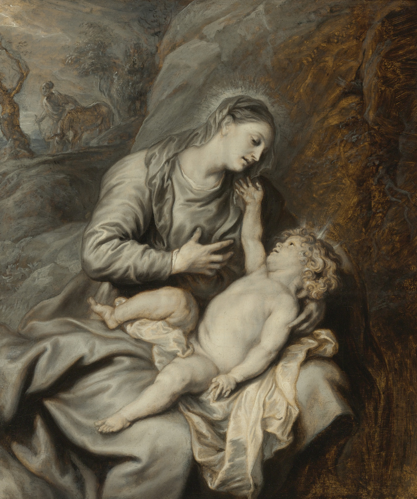 Anthony van Dyck. Rest on the flight into Egypt, grisaille