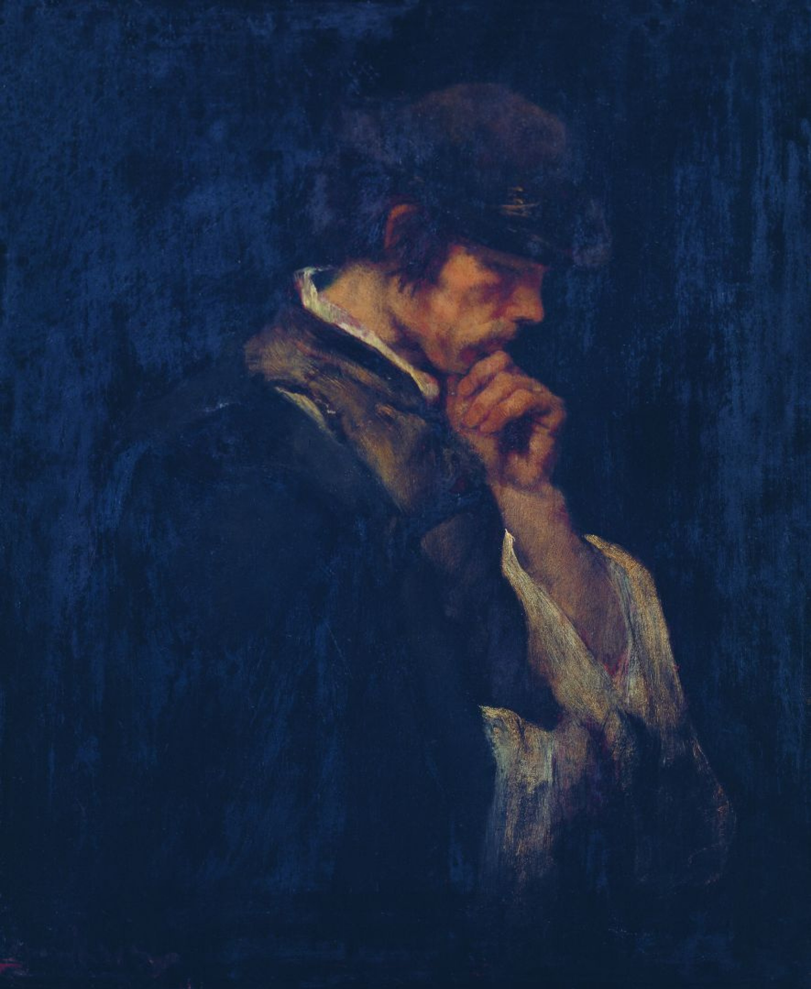 Михай Либ Мункачи - Задумчивый мужчина. Эскиз для картины Осужденный на  смерть, 1869, 34×40 см: Описание произведения | Артхив