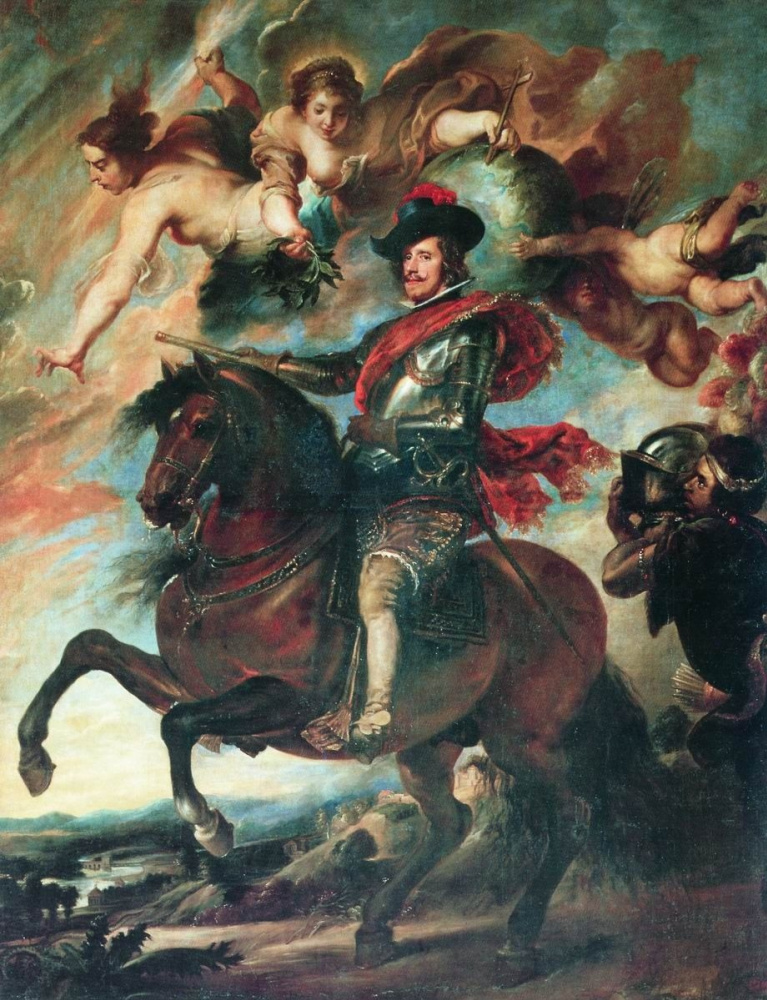 Diego Velazquez. Allegorical equestrian portrait of Philip IV