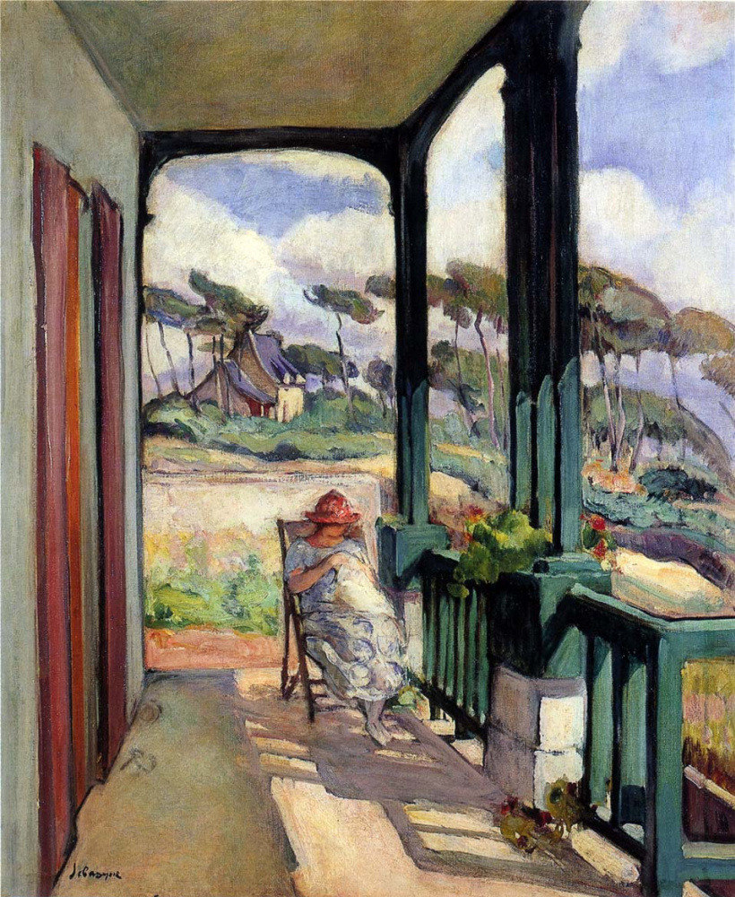 Henri Lebasque. Sewing on the terrace at the Morgue