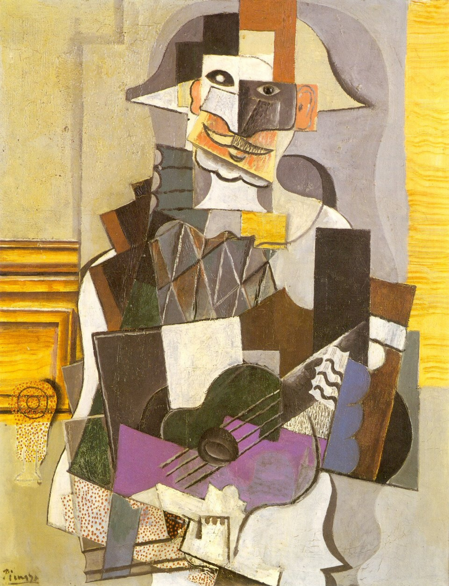 Pablo Picasso Arlequín tocando la guitarra, 1918: Descripción de la obra |  Arthive
