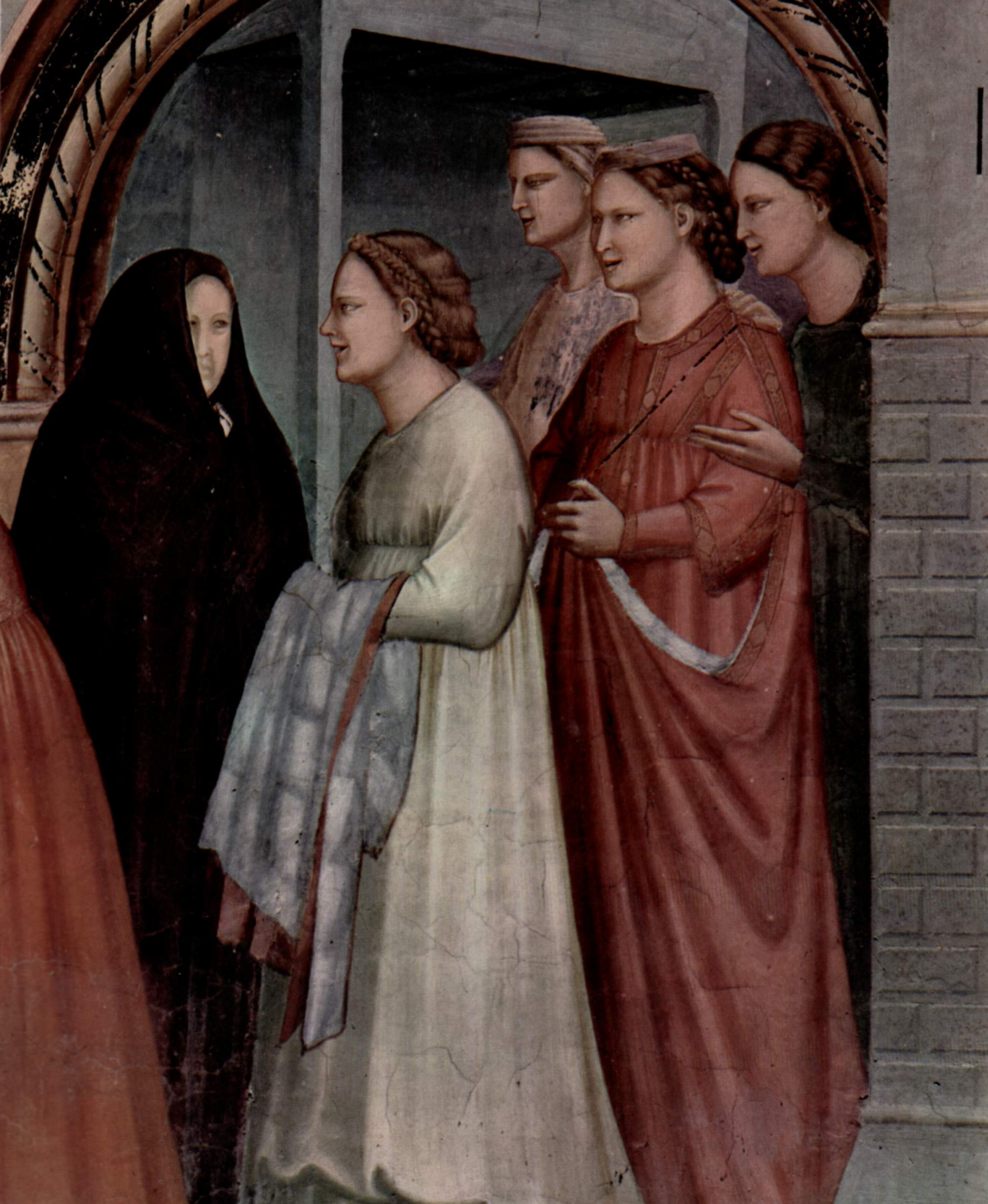 No. 6 Scenes from the Life of Joachim: 6. Meeting at the Golden Gate by  GIOTTO di Bondone