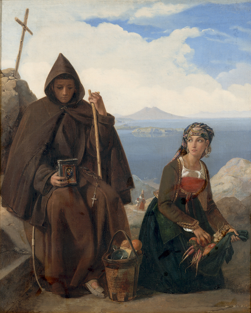 Louis Léopold Robert. The Hermit of Saint Nicholas in Ischia, receiving fruit from a young girl