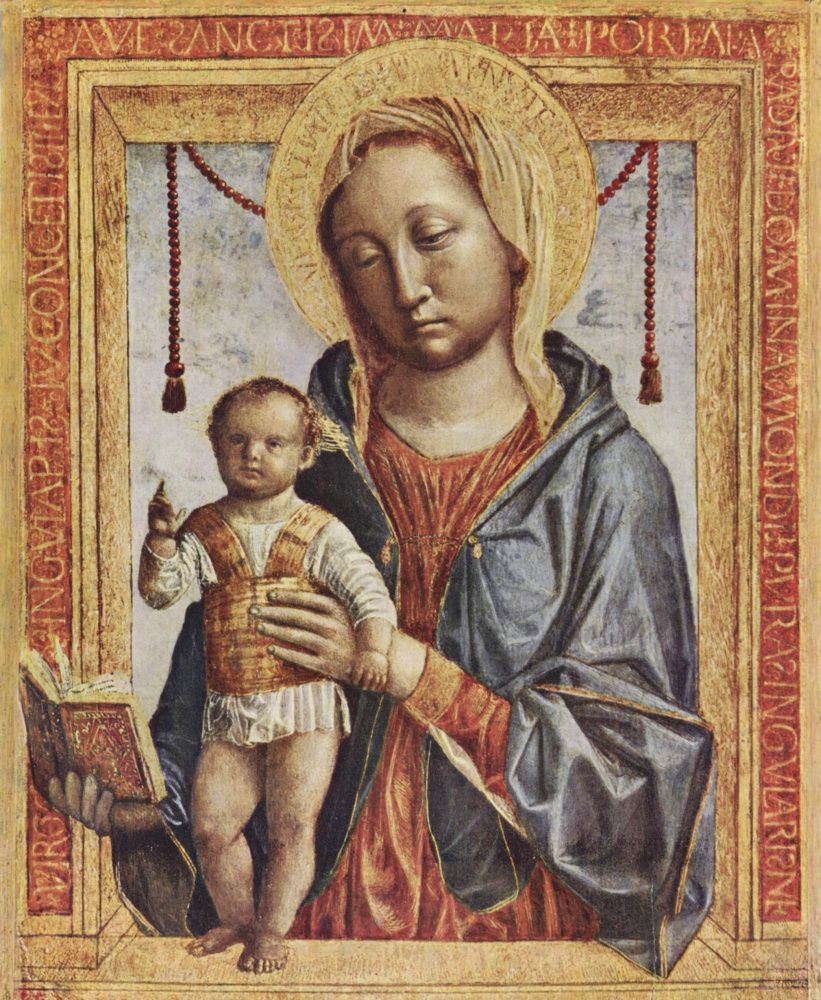Vincenzo Foppa. Maria with the book and blesses the boy-Christ