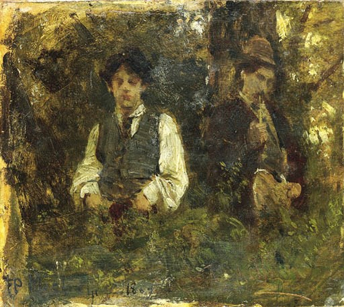 Francesco Paolo Michetti. Michetti with the painter Edoardo Dalbono in the woods of Capodimonte