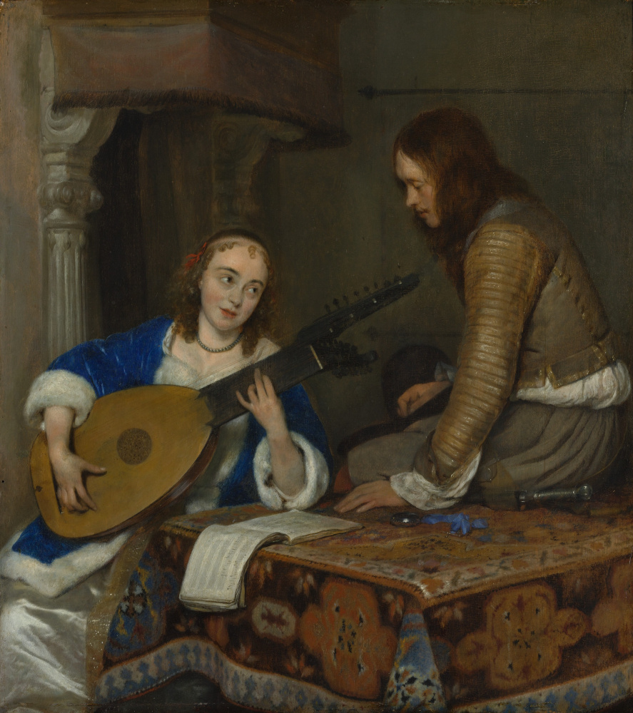 Gerard Terborch (ter Borch). Theorbe woman and gentleman