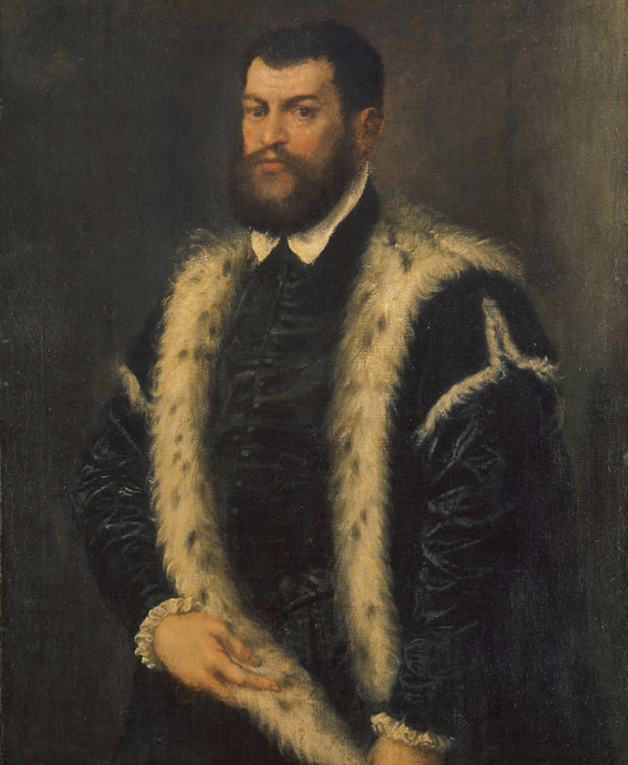 Titian Vecelli. Portrait of a man in a fur mantle