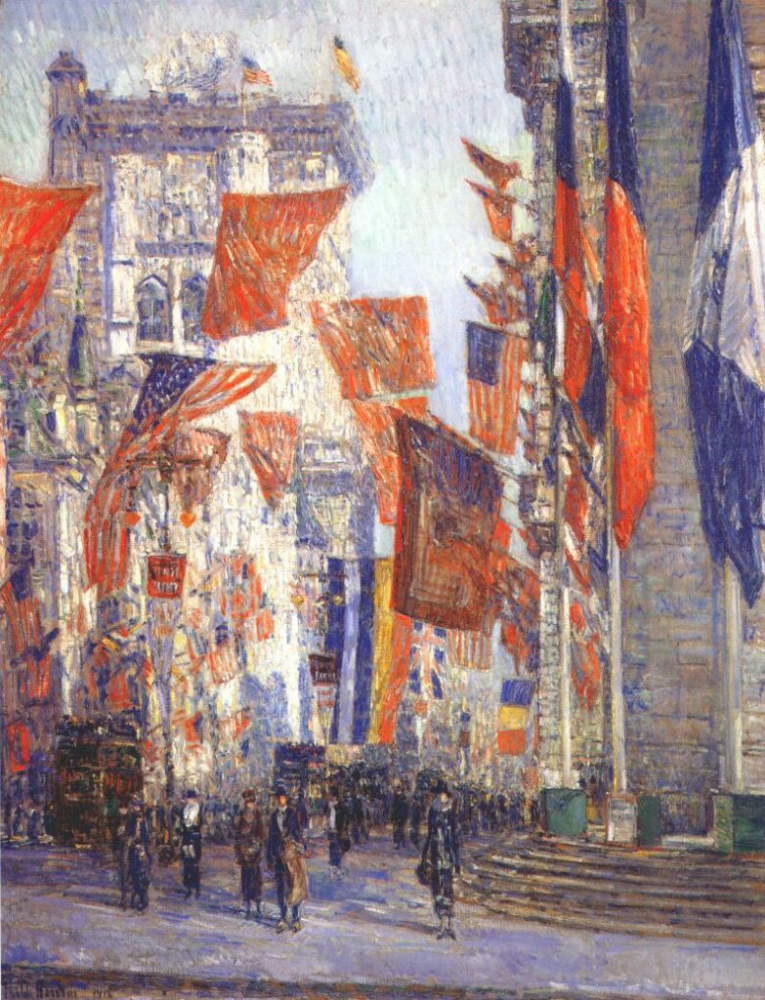 Childe Hassam. Avenue of allies (a series of "Flags")