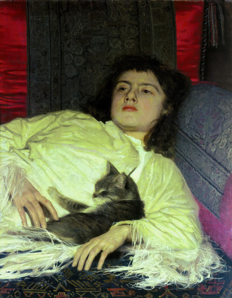 Иван Николаевич Крамской. Девушка с кошкой (Софья Ивановна Крамская)