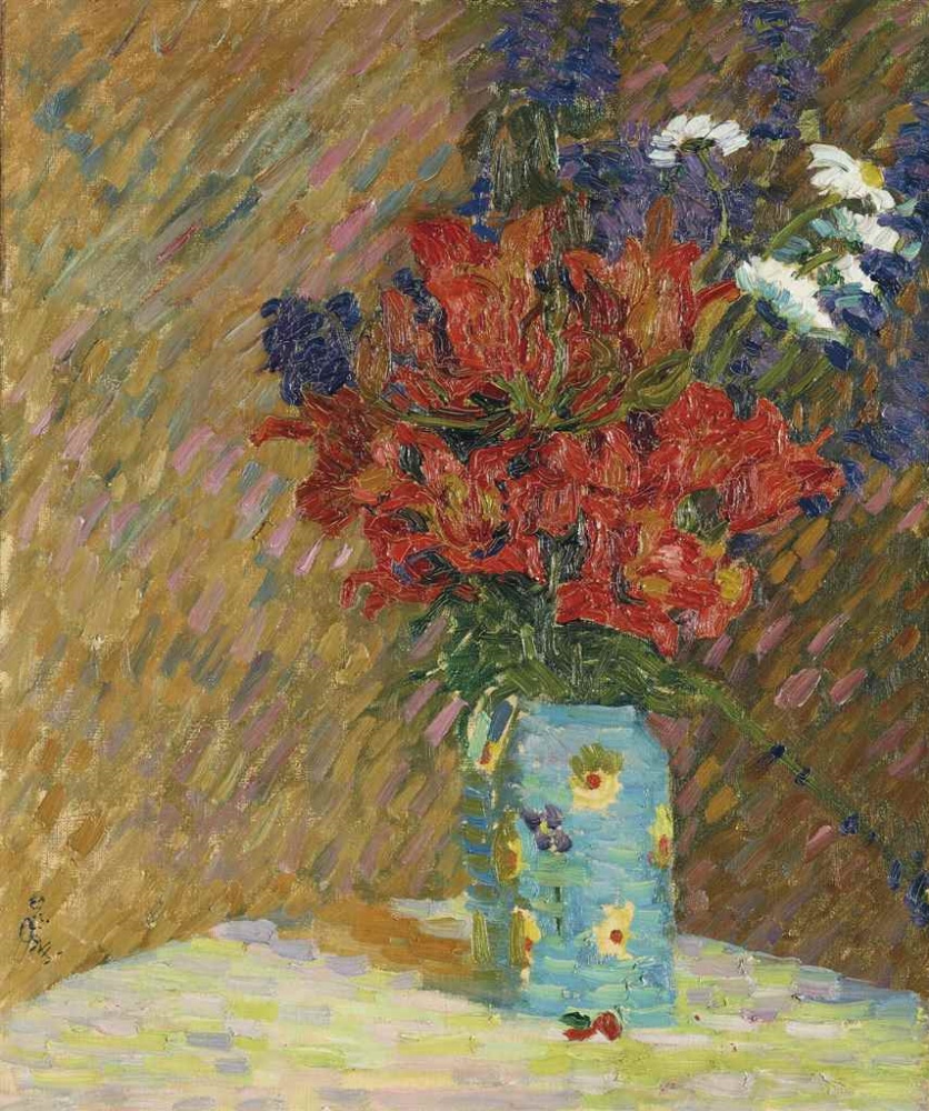 Giovanni Giacometti. Still life with tulips and wildflowers