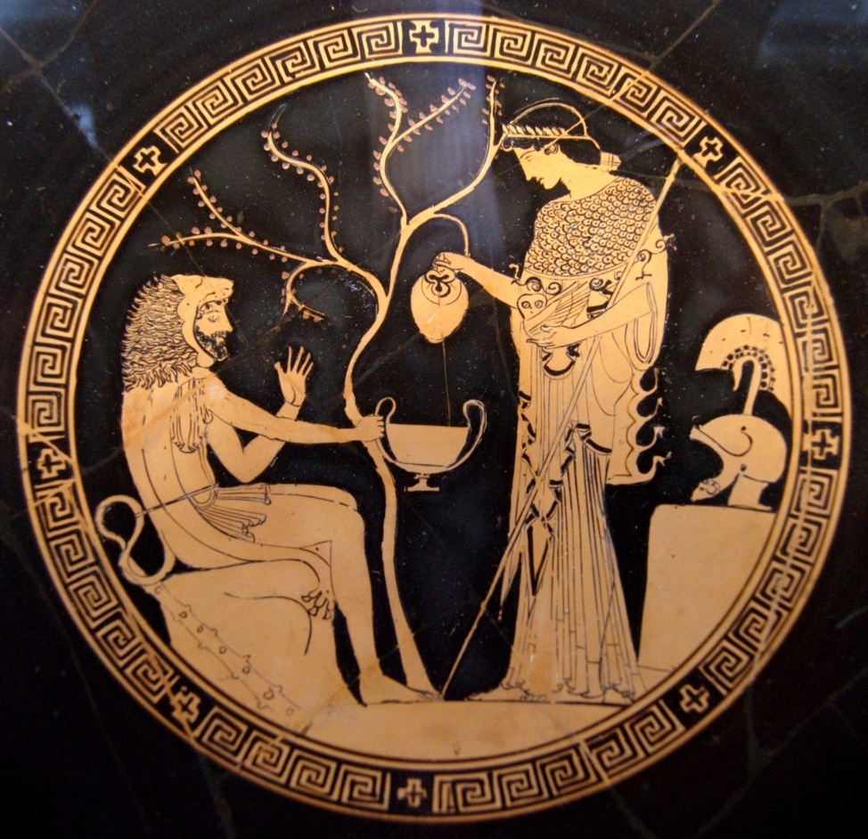Геракл и Афина краснофигурная вазопись