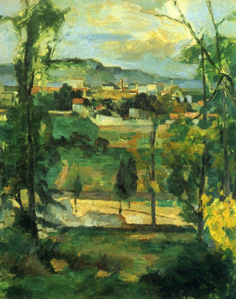 Paul Cezanne. Village behind trees, Ile de France