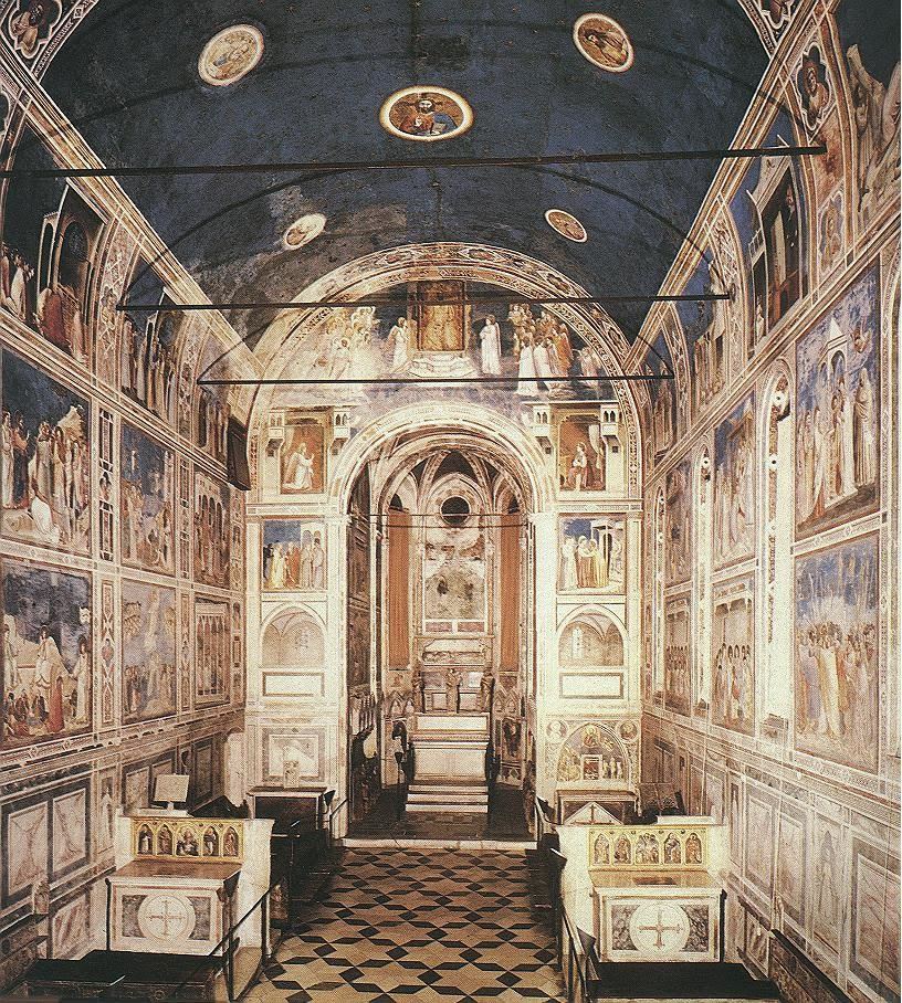 Джотто ди Бондоне. Scrovegni Chapel. The altar, arch presbiteriya and part of the paintings on the side walls