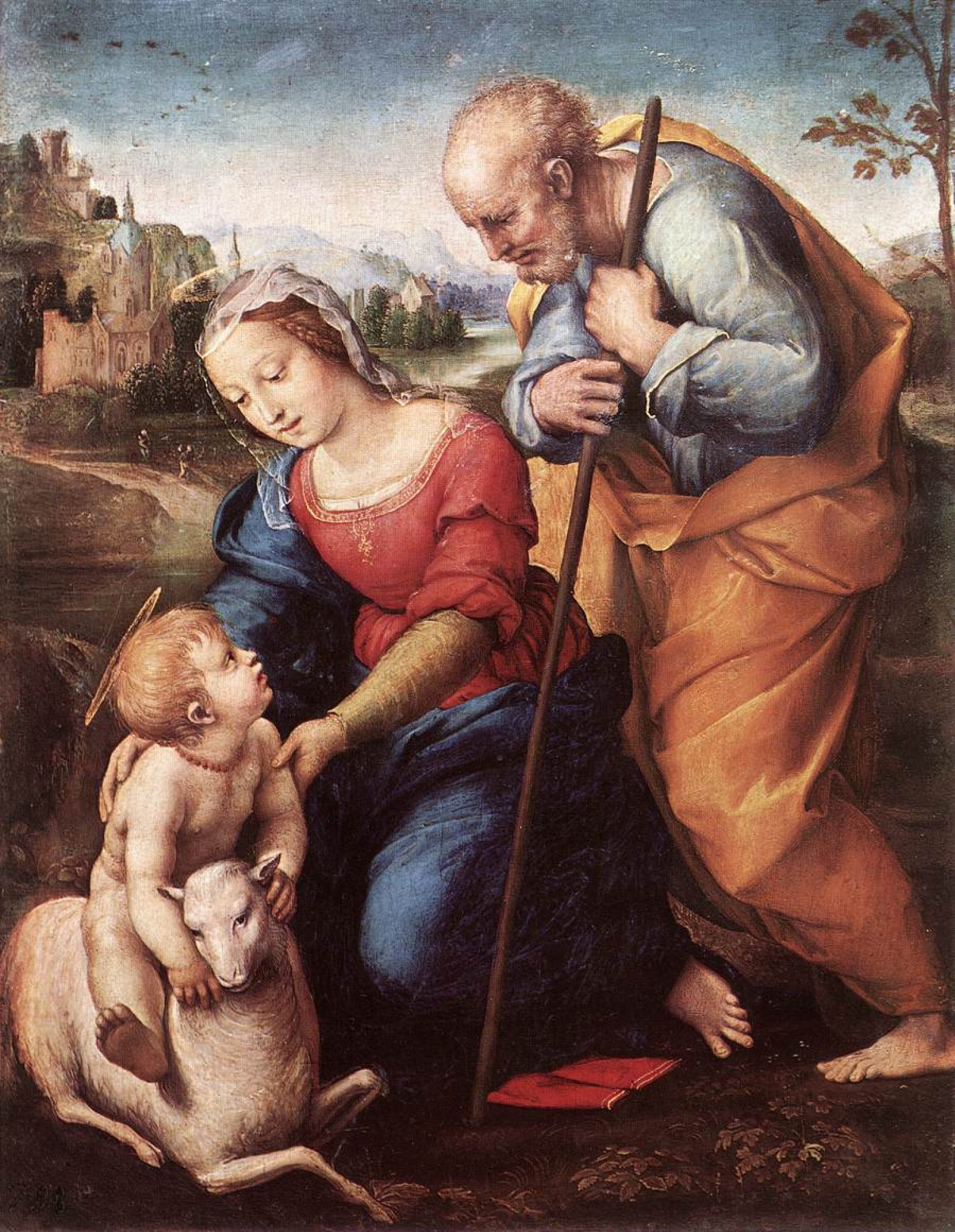 Raphael Sanzio The Holy family with the lamb (Madonna, Falconieri), 1507,  21×29 cm: Description of the artwork | Arthive