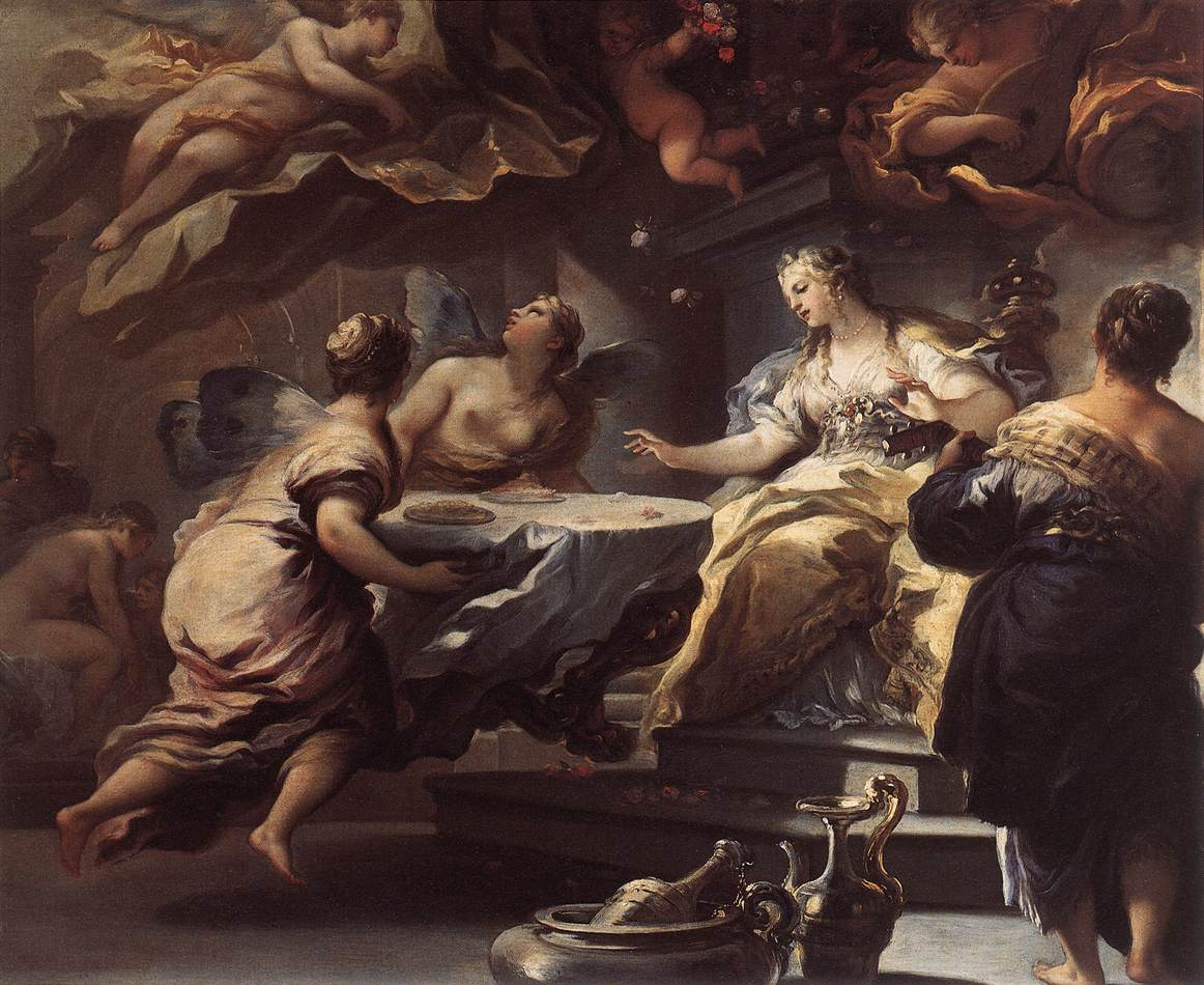 Luca Giordano. Psyche served by invisible spirits