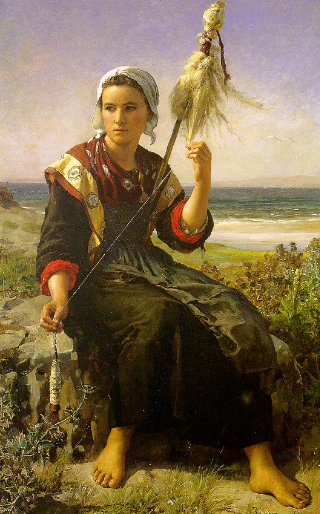 Пряха. Джулс Бретон. Жюль Бретон (1827 – 1906). Жюль Бретон художник. Картина Пряха Жюль Бретон.