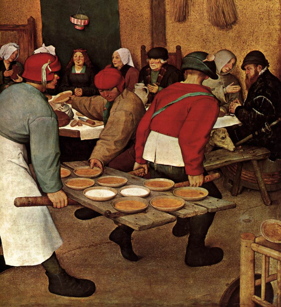 Pieter Bruegel The Elder. Peasant wedding. Fragment 10. Food hawkers