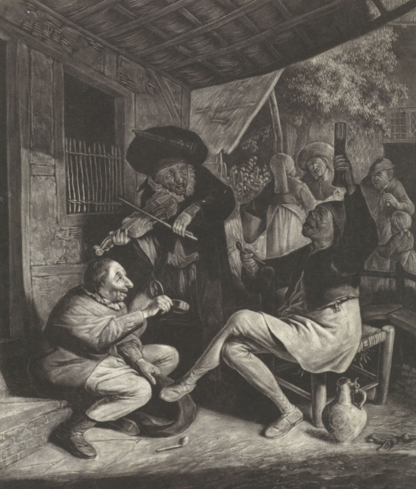 Cornelis Dyusart. The musician and the man offering tobacco