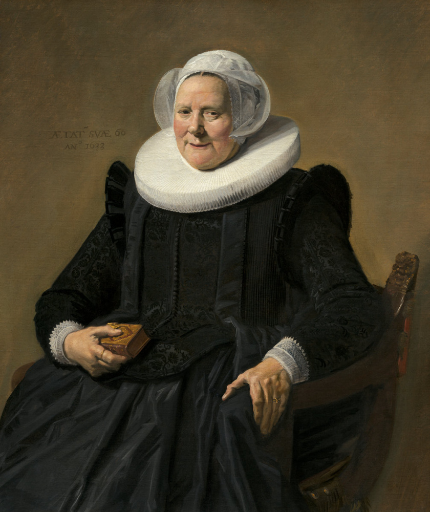 Frans Hals. Portrait of an elderly lady sitting with a book in his right hand