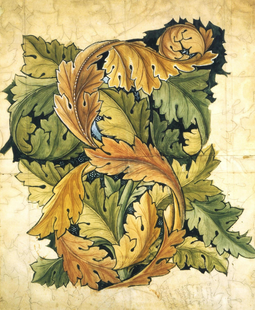 William Morris. Interlaced leaves. Sketch